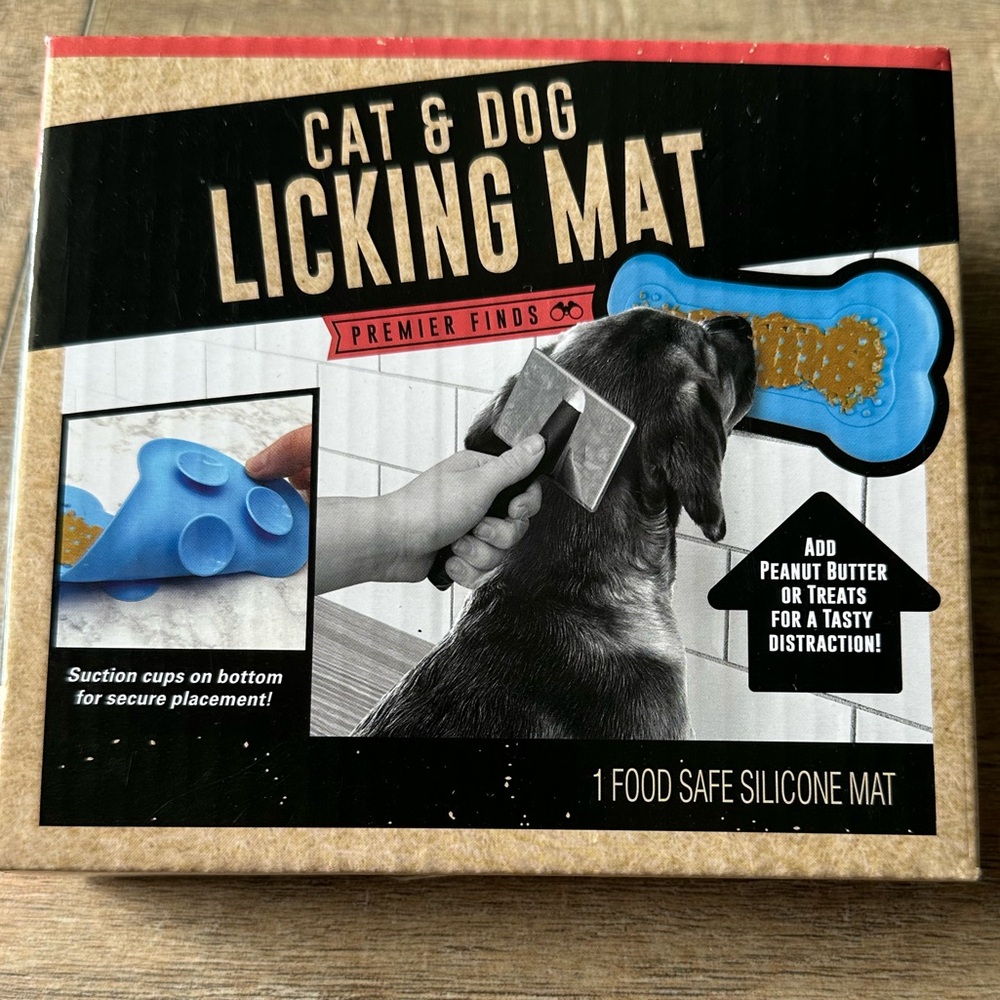 Cat And Dog Licking Mat. Add Peanut Butter Or Treats. Suction Cups On Bottom.